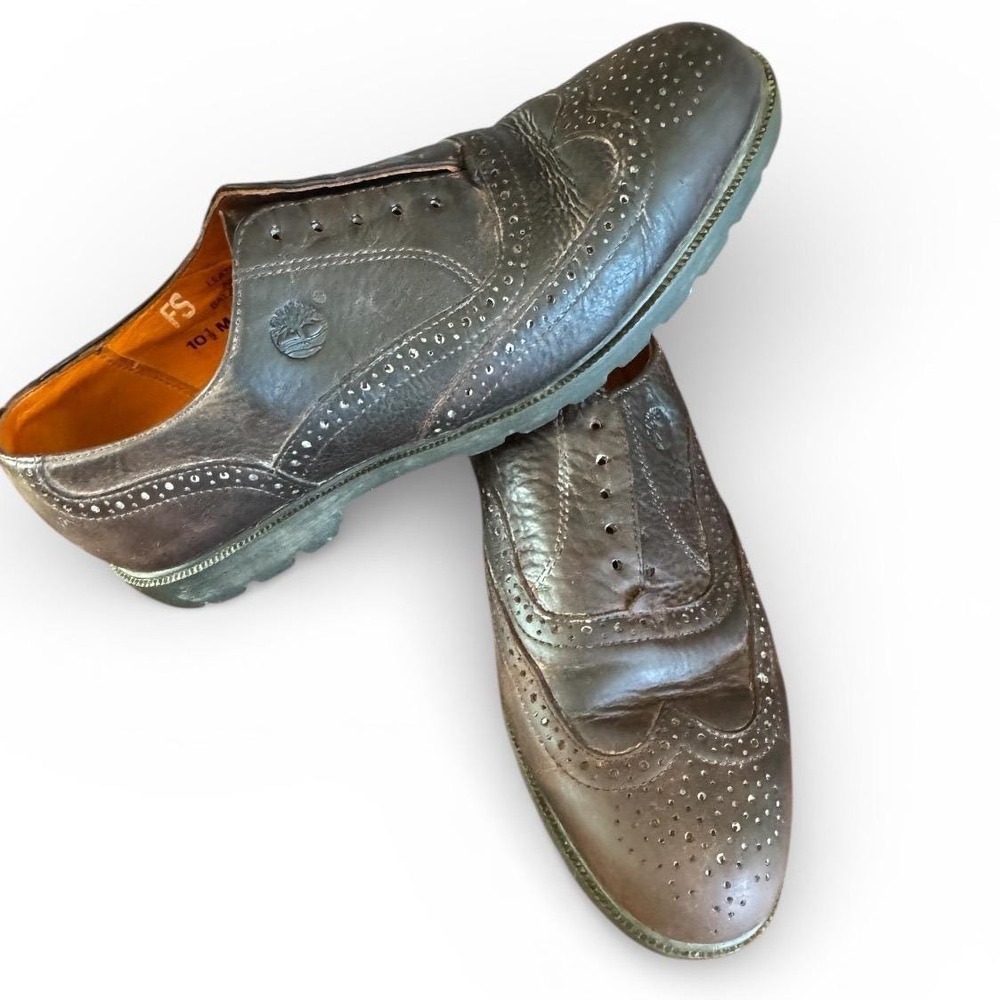 Vintage Y2K Timberland Men's Leather Oxford Shoes Brown Brogue Size 10.5‎ M